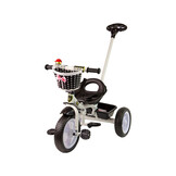 Driewieler met duwstang - 95x48x90cm - met fietsmandje - zwart