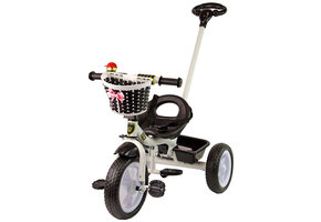 Driewieler met duwstang - 95x48x90cm - met fietsmandje - zwart