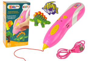 3D Pen - met vulling - 14x4x4cm - roze