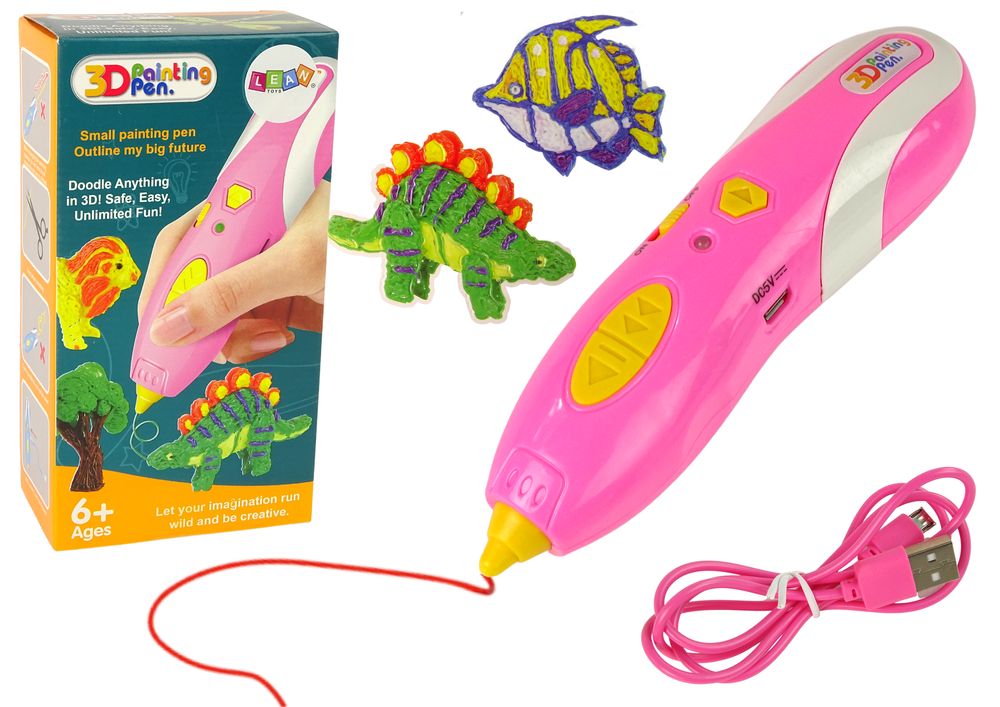 3D Pen - met vulling - 14x4x4cm - roze