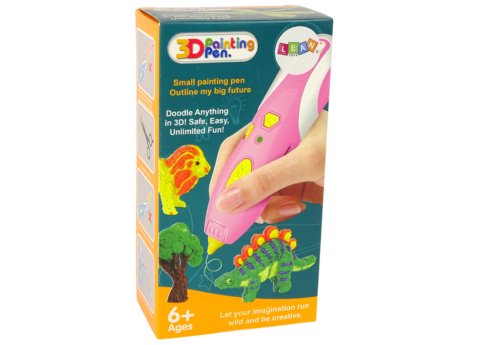 3D Pen - met vulling - 14x4x4cm - roze