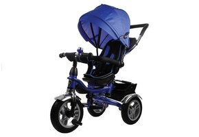 Driewieler met duwstang en zonnekap - 88x50x115cm - donkerblauw