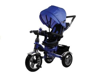 Driewieler met duwstang en zonnekap - 88x50x115cm - donkerblauw