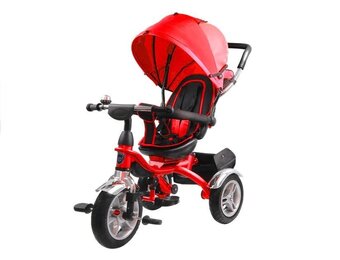 Driewieler met duwstang - en zonnekap - 65x50x105 cm - rood