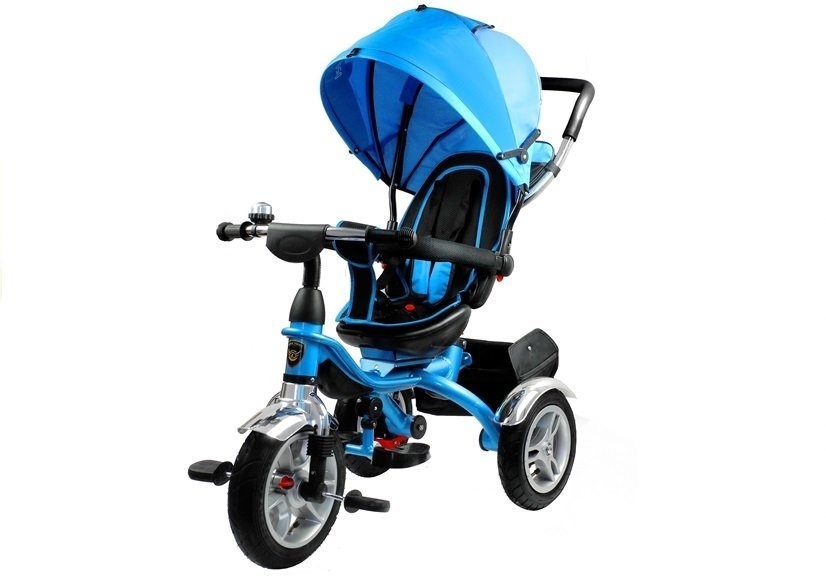 Driewieler met duwstang - en zonnekap - 65x50x105 cm - blauw