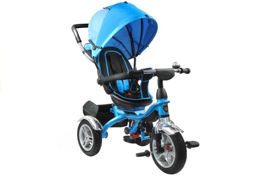 Driewieler met duwstang - en zonnekap - 65x50x105 cm - blauw
