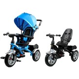 Driewieler met duwstang - en zonnekap - 65x50x105 cm - blauw