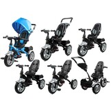 Driewieler met duwstang - en zonnekap - 65x50x105 cm - blauw