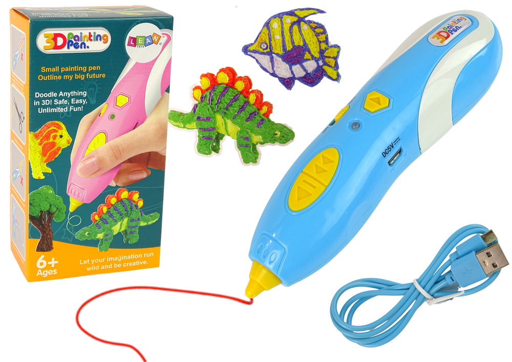 3D Pen - met vulling - 14x4x4cm - blauw