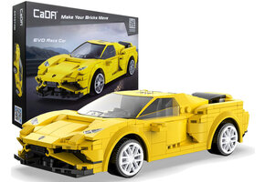 CaDA bouwset - R/C raceauto - 20x5,5cm - 289 bouwstenen - geel
