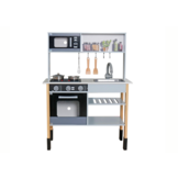 Kinderkeuken BASIA - hout -  met accessoires - 91x70cm - grijs