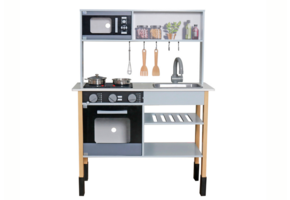 Kinderkeuken BASIA - hout -  met accessoires - 91x70cm - grijs