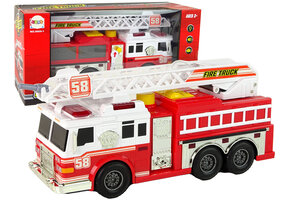 Brandweerauto speelgoed - 37x18x12cm - geluiden en lichten - rood