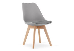Eetkamerstoelen MARK - set van 3 - eco leer - grijs - beuken