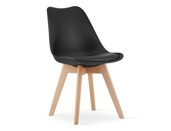 Eetkamerstoelen MARK - set van 3 - eco leer - zwart - beuken