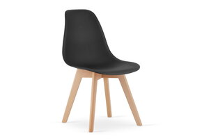 Eetkamerstoelen KITO - set van 3 - beuken poten - zwart