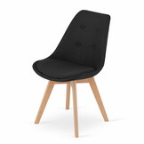 Eetkamerstoelen NORI - met knopen - set van 2 - zwart