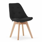 Eetkamerstoelen NORI - met knopen - set van 3 - zwart
