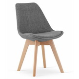 Eetkamerstoelen NORI - set van 3 - beuken poten - grijs
