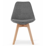 Eetkamerstoelen NORI - set van 3 - beuken poten - grijs