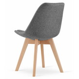 Eetkamerstoelen NORI - set van 3 - beuken poten - grijs