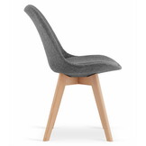 Eetkamerstoelen NORI - set van 3 - beuken poten - grijs