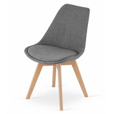 Eetkamerstoelen NORI - set van 3 - beuken poten - grijs