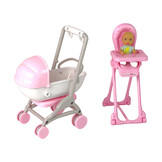Modepop Anlily - moeder met 2 baby's - met accessoires - roze