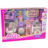 Modepop Anlily - moeder met 2 baby's - met accessoires - roze