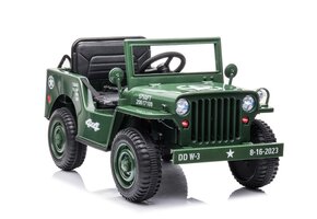 Elektrische kinderauto - JEEP WILLYS - 110x60x58cm - legergroen