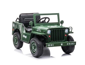 Elektrische kinderauto - JEEP WILLYS - 110x60x58cm - legergroen