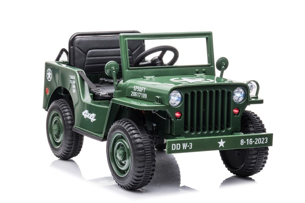 Elektrische kinderauto - JEEP WILLYS - 110x60x58cm - legergroen