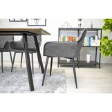 Velvet eetkamerstoel NOLA - met armleuning - set van 2 - grijs