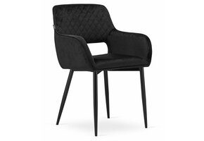 Velvet eetkamerstoel AMALFI - met armleuning - 2 stuks - zwart