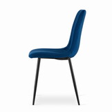 Velvet eetkamerstoel LAVA - set van 3 eettafel stoelen - blauw