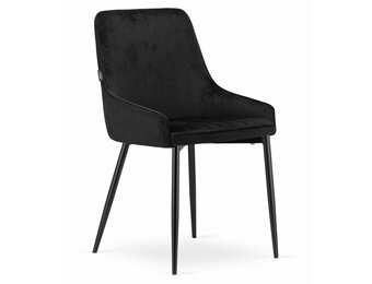 Velvet eetkamerstoel MONZA - set van 2 kuipstoelen - zwart