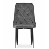 Velvet eetkamerstoel CAPRI - met knopen - set van 3 - grijs