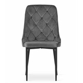 Velvet eetkamerstoel CAPRI - met knopen - set van 3 - grijs
