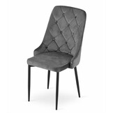 Velvet eetkamerstoel CAPRI - met knopen - set van 3 - grijs