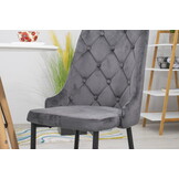 Velvet eetkamerstoel CAPRI - met knopen - set van 3 - grijs