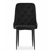 Velvet eetkamerstoel CAPRI - met knopen - set van 3 - zwart