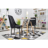 Velvet eetkamerstoel CAPRI - met knopen - set van 3 - zwart