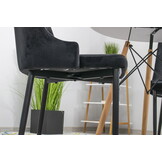 Velvet eetkamerstoel CAPRI - met knopen - set van 3 - zwart