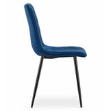 Velvet eetkamerstoel TURIN - set van 3 eetstoelen - blauw
