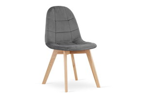 Velvet eetkamerstoel BORA - set van 3 eettafel stoelen - grijs