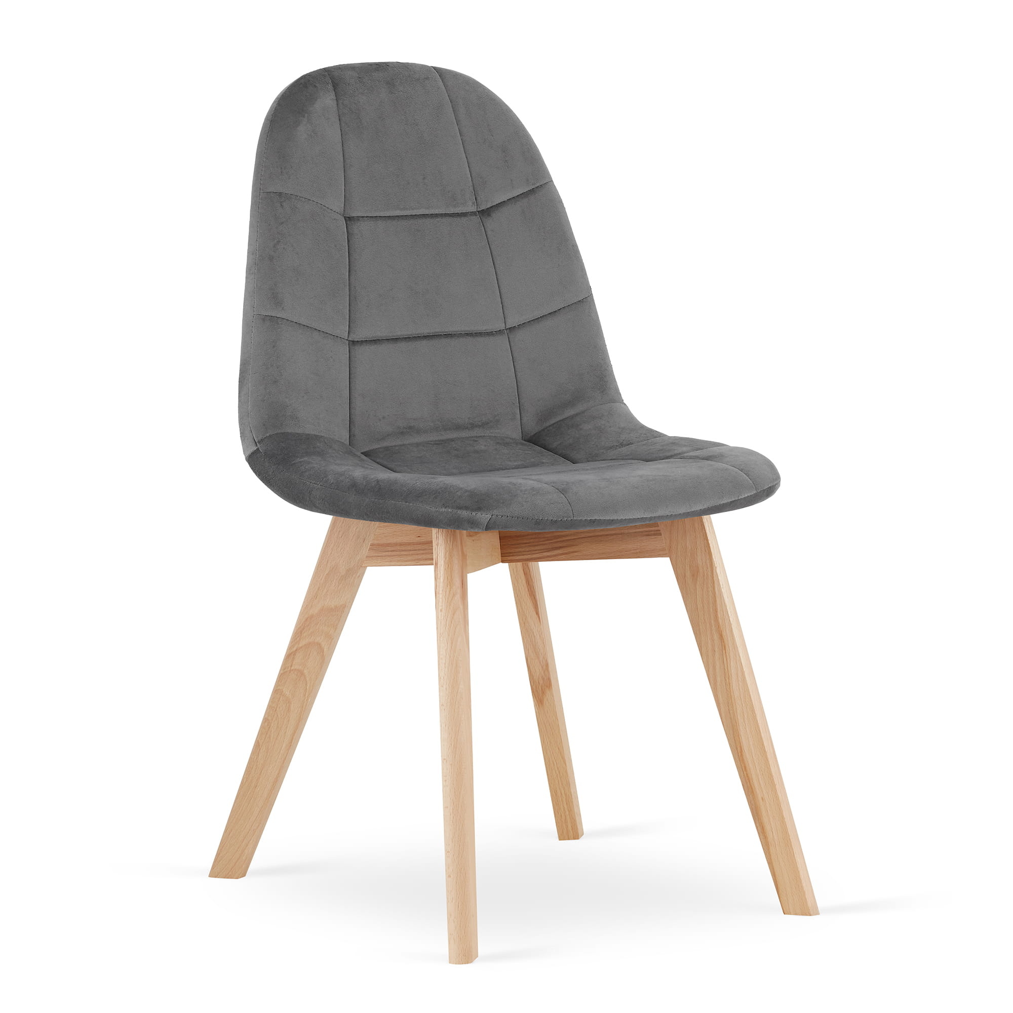 Velvet eetkamerstoel BORA - set van 3 eettafel stoelen - grijs