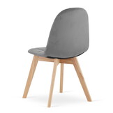 Velvet eetkamerstoel BORA - set van 3 eettafel stoelen - grijs
