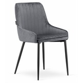 Velvet eetkamerstoel MONZA - set van 2 kuipstoelen - grijs