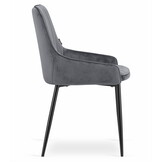 Velvet eetkamerstoel MONZA - set van 2 kuipstoelen - grijs