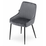 Velvet eetkamerstoel MONZA - set van 2 kuipstoelen - grijs